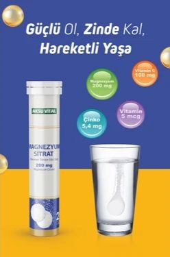 AKSU VITAL Magnezyum sitrat 200mg шипучие таблетки